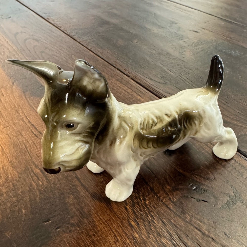 Ceramic Dog Figurine - Black and White